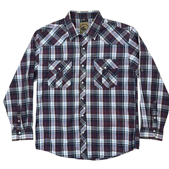 Coevals Club Plaid Pearl Snap Western Shirt Mens Large 44 Chest - Picture 4 of 6